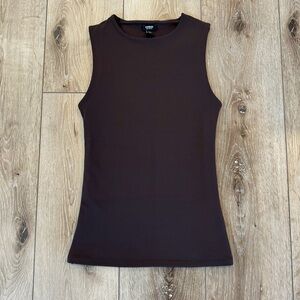 NWOT Brown Sleeveless Compression Tank Top Sculpting Top XXS